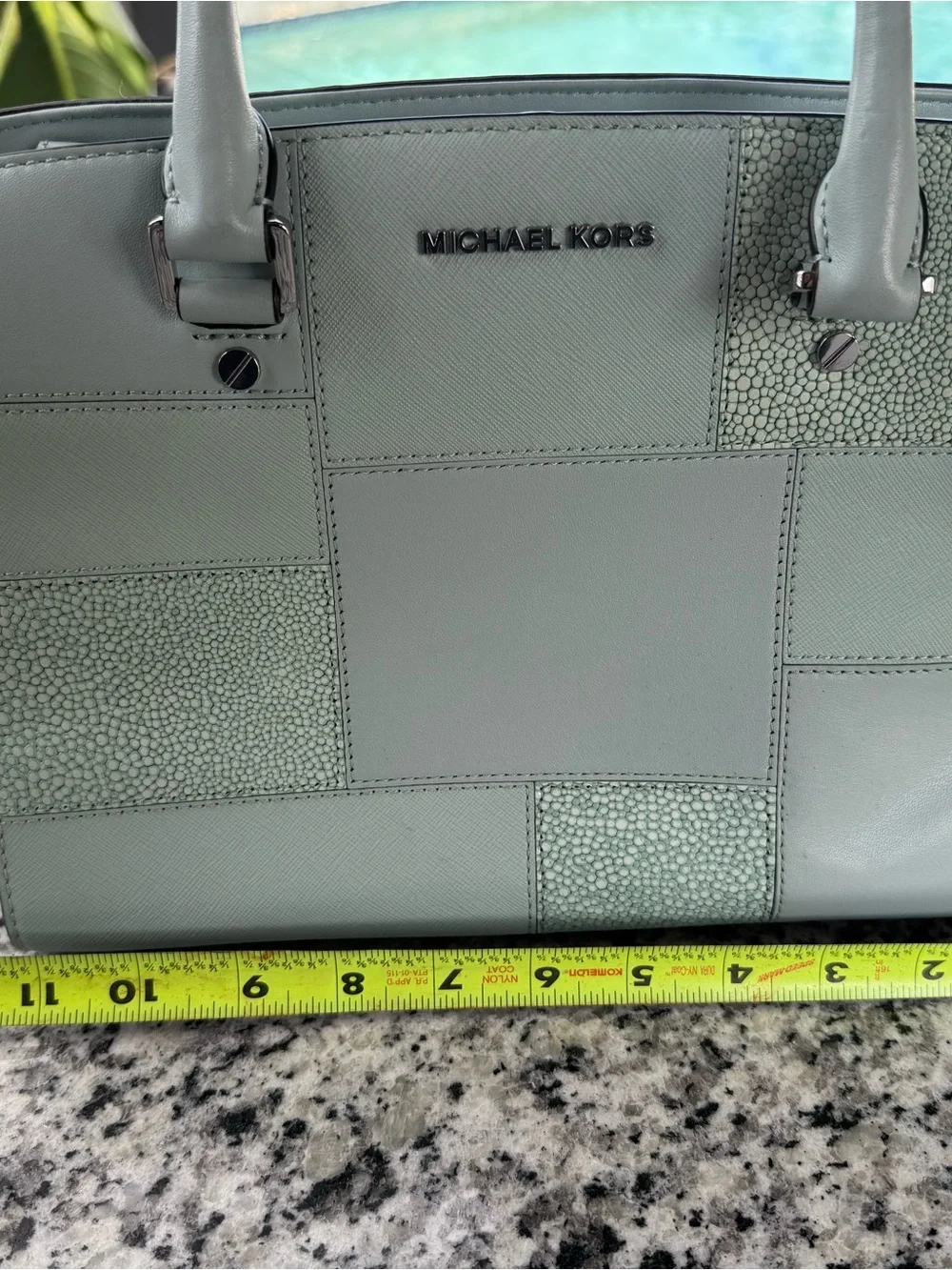 Michael Kors Mint Green Patchwork Leather Satchel